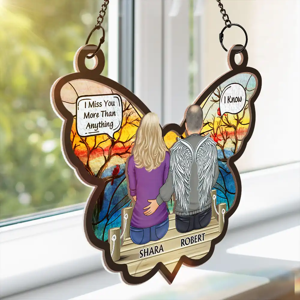 I Miss You Dad, I Know - Personalized Window Hanging Suncatcher Ornament - Image 3