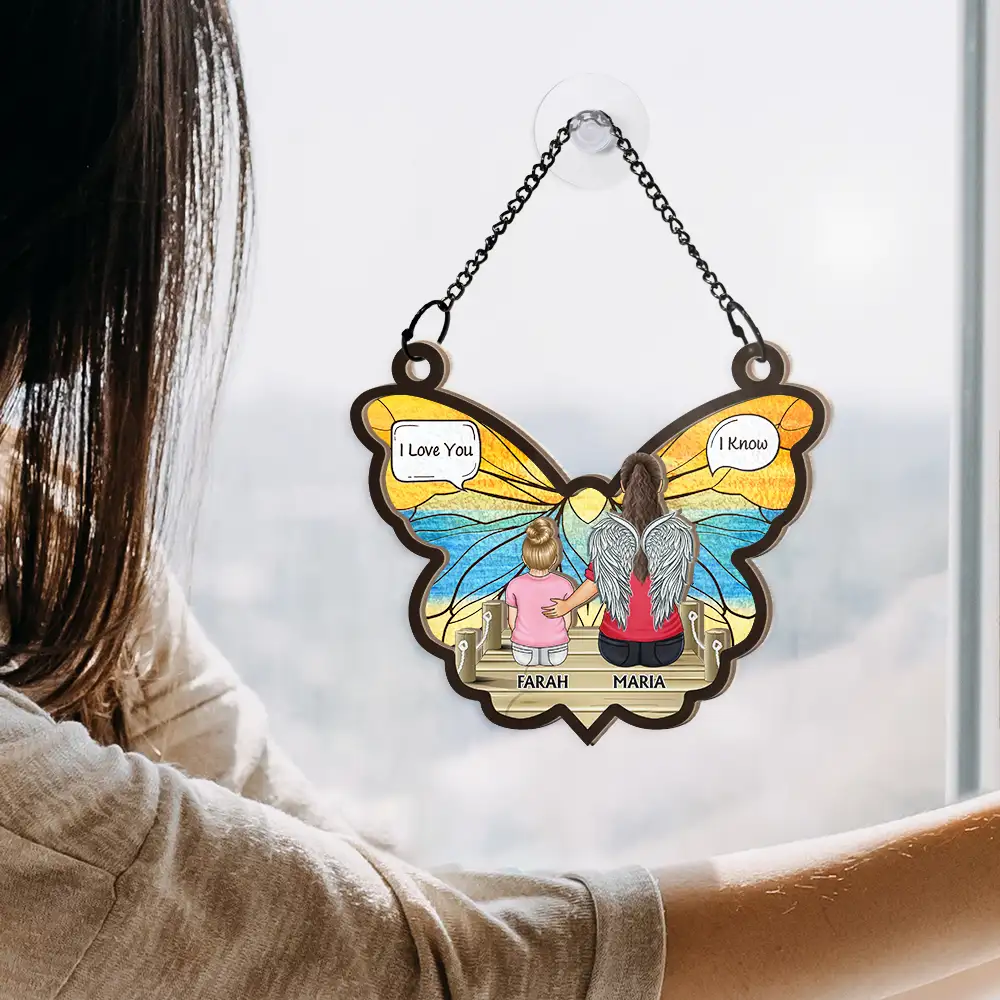I Miss You Dad, I Know - Personalized Window Hanging Suncatcher Ornament - Image 4