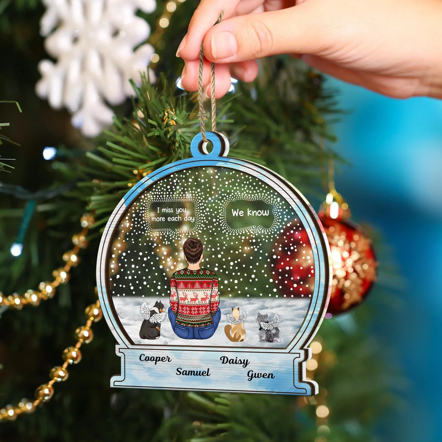 I Miss You, Dog, Cat - Christmas Memorial Gift For Pet Lover - Personalized 2-Layered Mix Ornament - Image 4