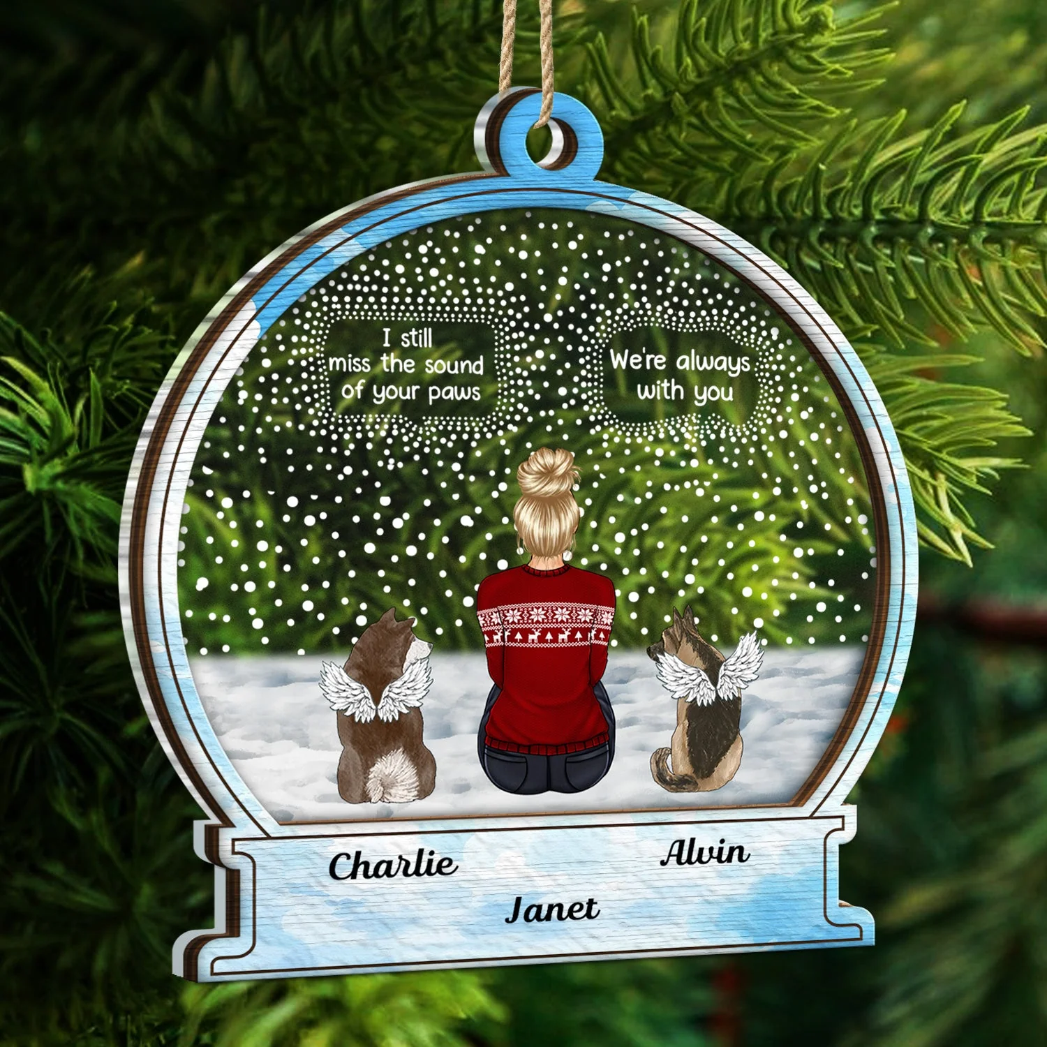 I Miss You, Dog, Cat - Christmas Memorial Gift For Pet Lover - Personalized 2-Layered Mix Ornament - Image 5