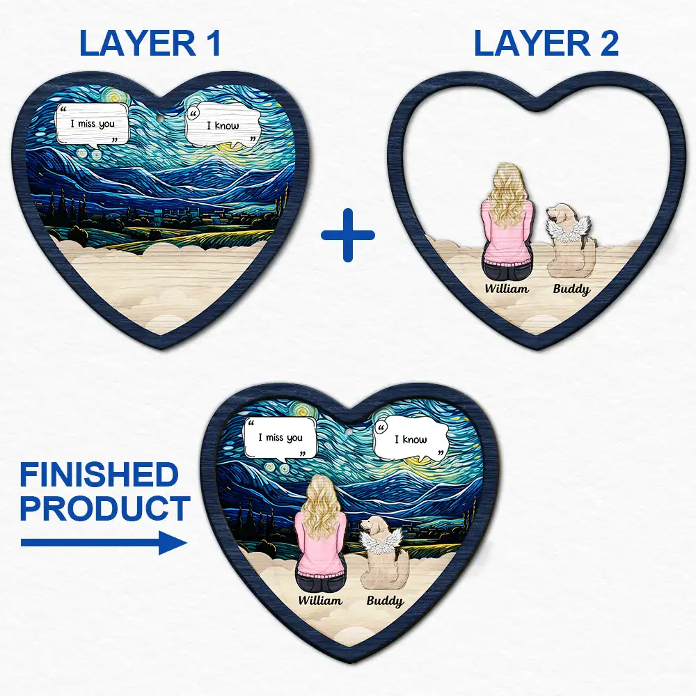 I Miss You I Know Memorial Dog Cat - Personalized 2-Layered Wooden Ornament - Image 6