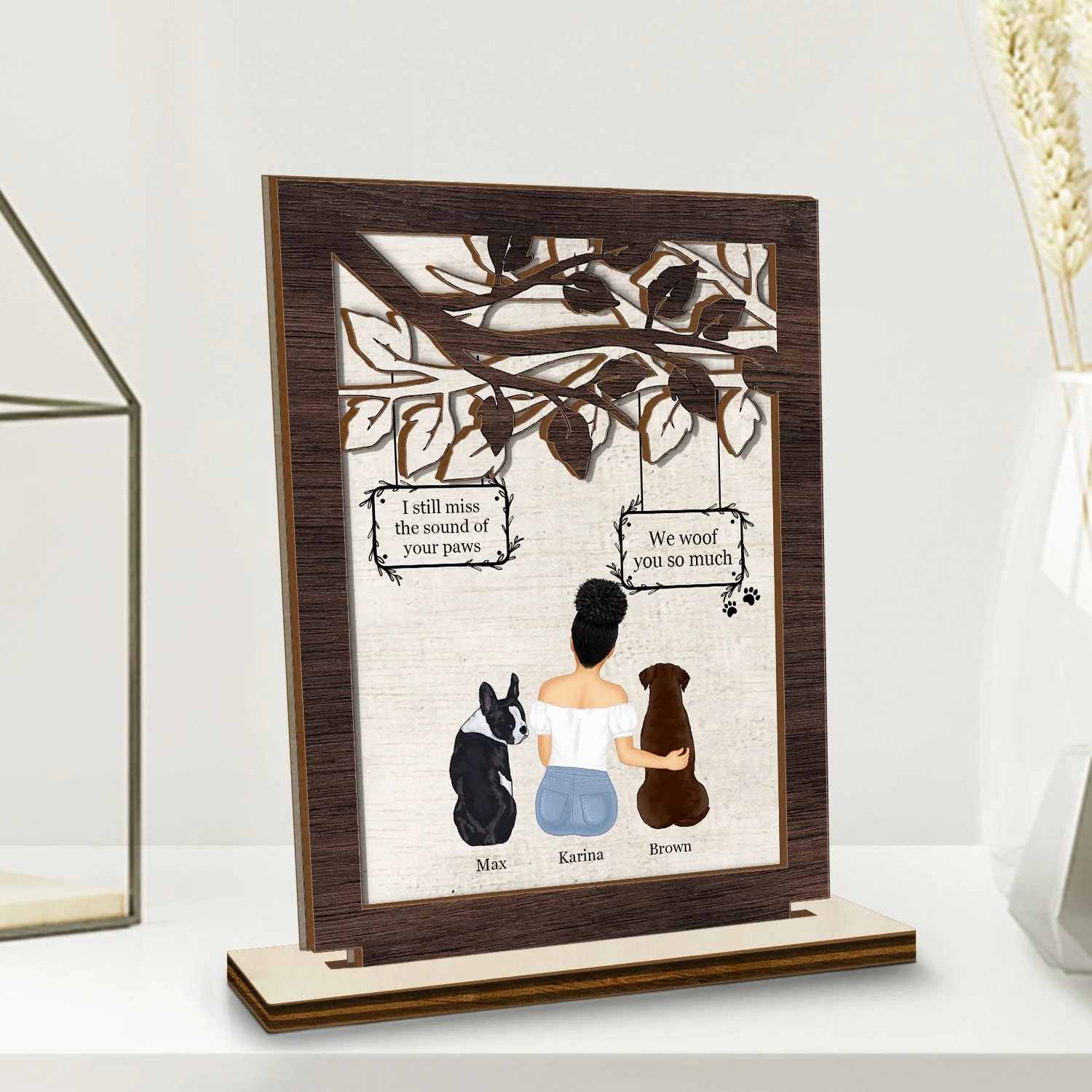 I Miss You I Know - Memorial Gift For Dog Lovers, Dog Mom, Dog Dad - Personalized Custom Shaped 2-Layered Wooden Plaque - Image 2