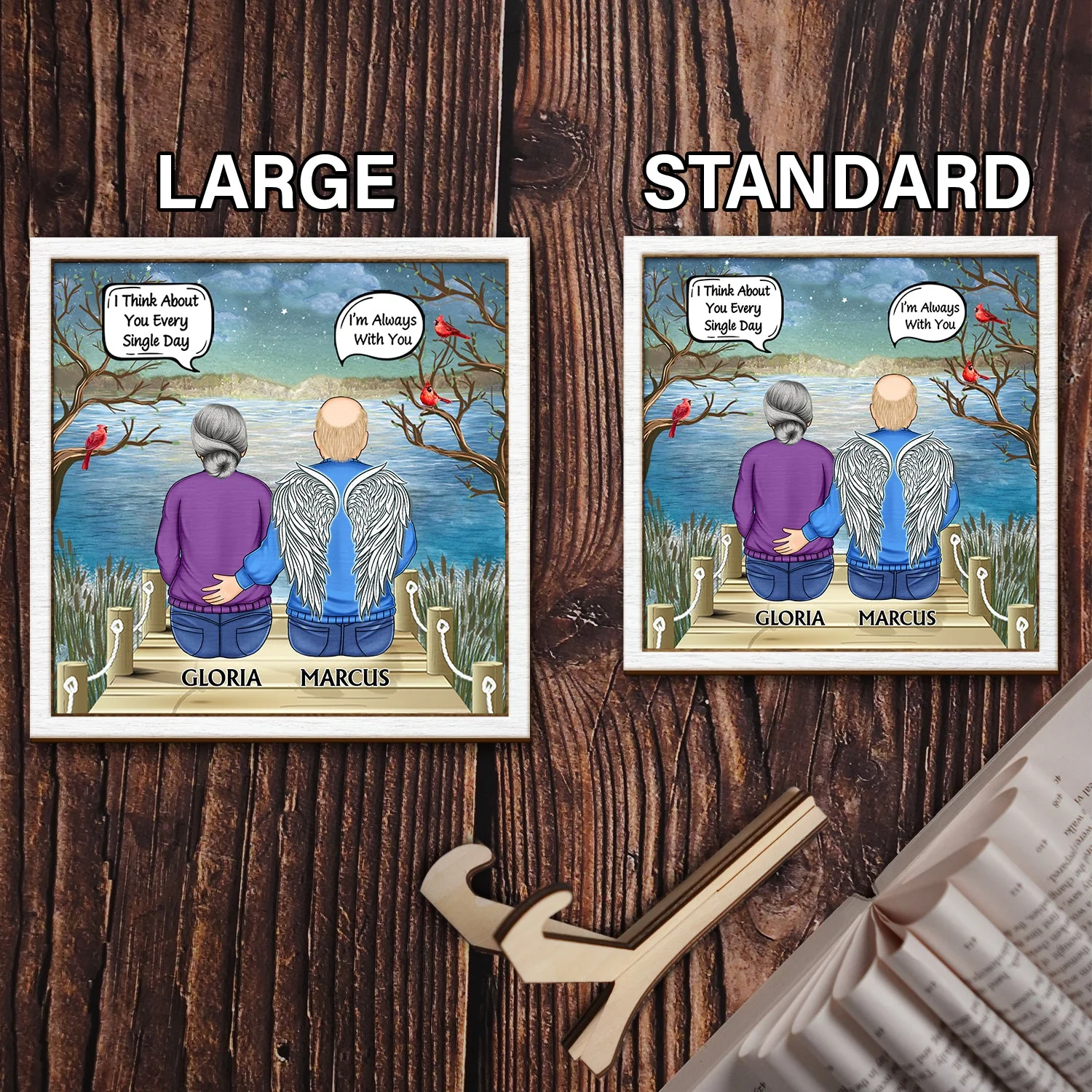 I Miss You I Know - Memorial Gift For Family, Friends, Siblings - Personalized 2-Layered Wooden Plaque With Stand - Image 6