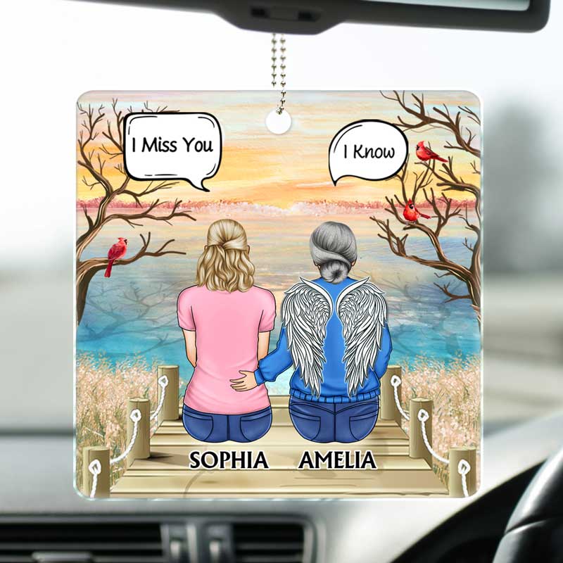 I Miss You I Know - Memorial Gift For Family, Friends, Siblings - Personalized Acrylic Car Hanger - Image 2