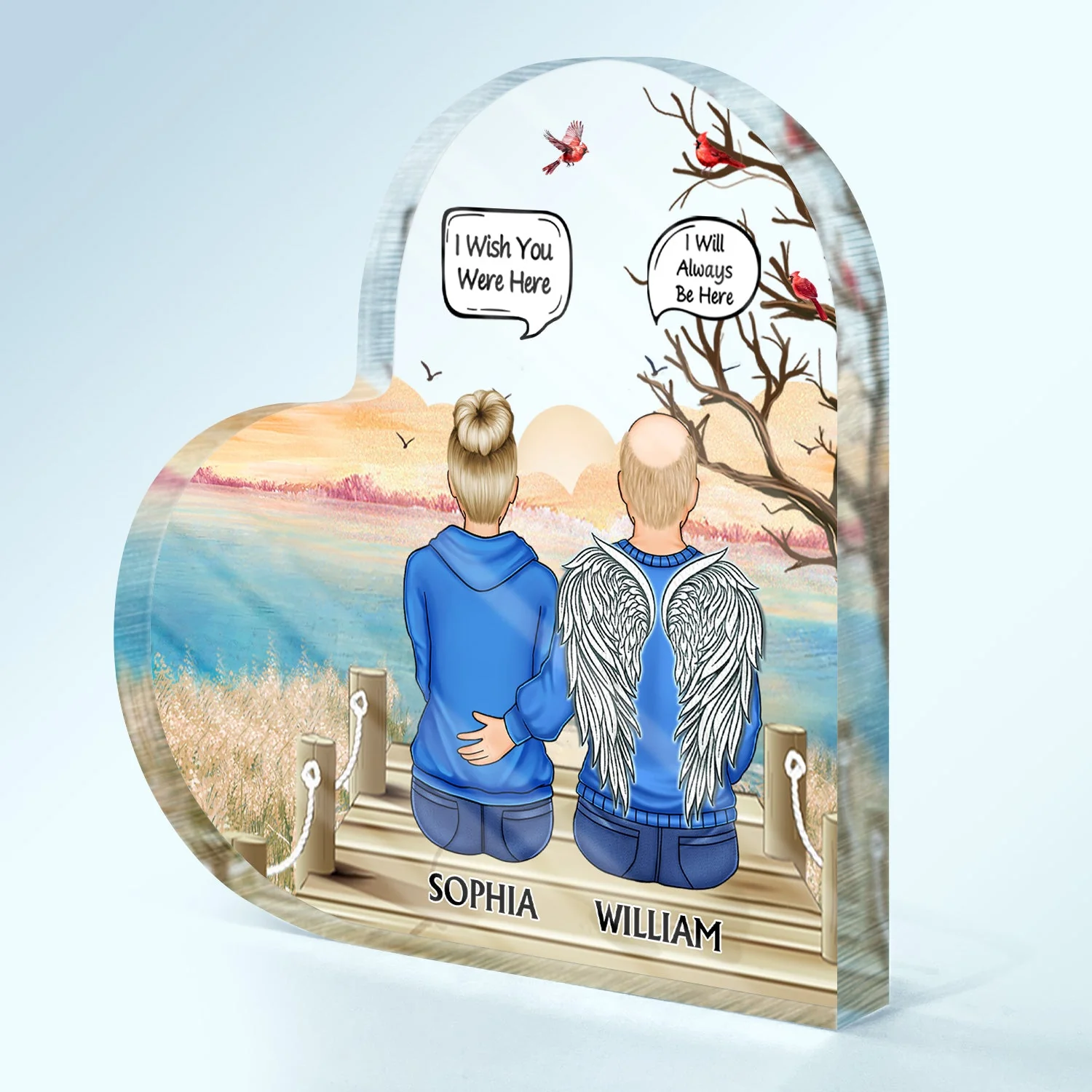 I Miss You I Know - Memorial Gift For Family, Friends, Siblings - Personalized Heart Shaped Acrylic Plaque - Image 2
