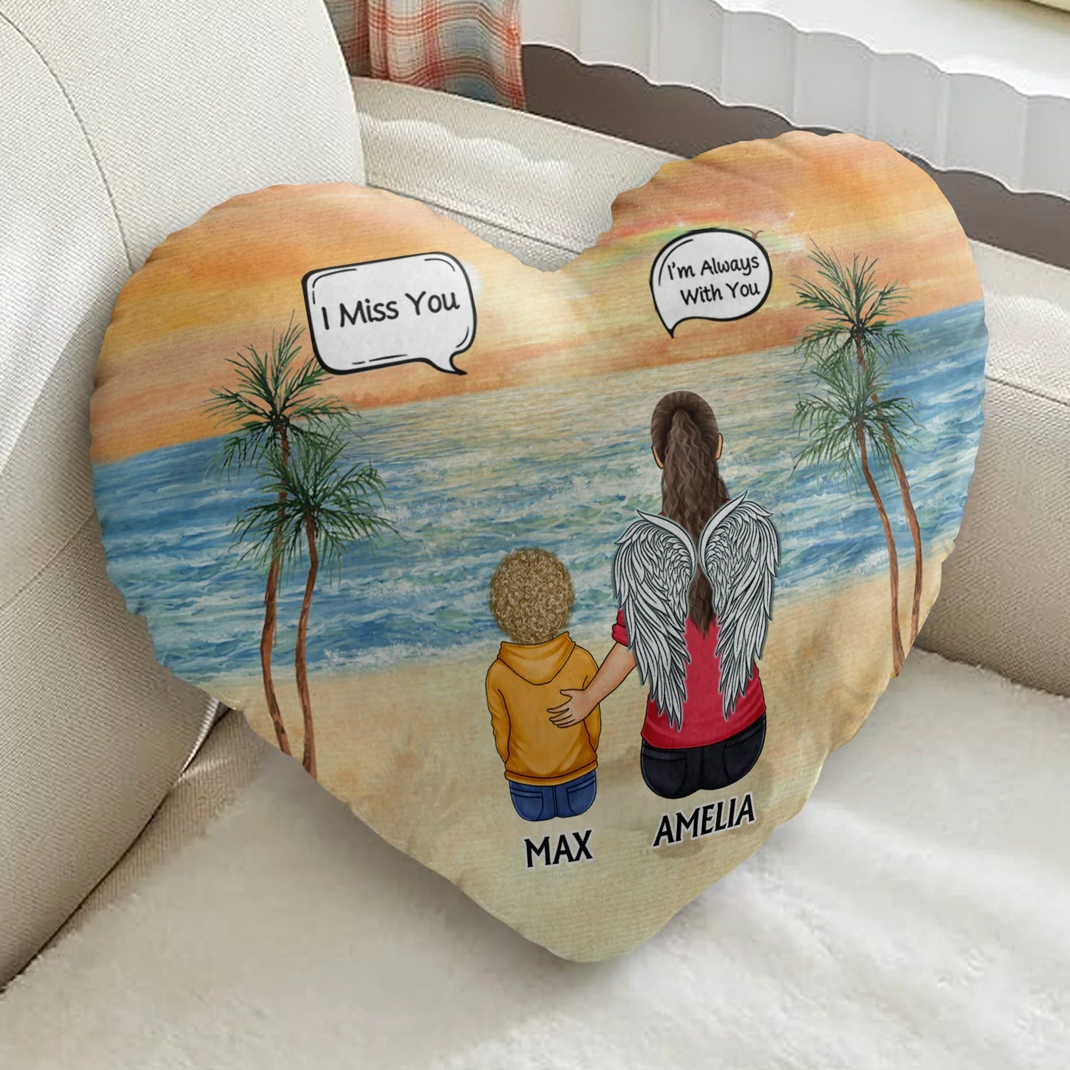 I Miss You I Know - Memorial Gift For Family, Friends, Siblings - Personalized Heart Shaped Pillow - Image 2