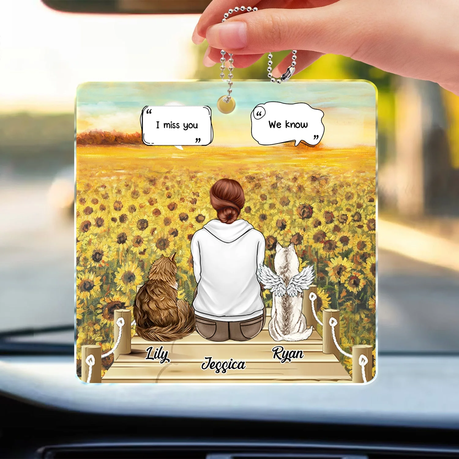 I Miss You I Know - Memorial Gift For Pet Lovers, Dog Mom, Dog Dad, Cat Mom, Cat Dad - Personalized Acrylic Car Hanger - Image 3