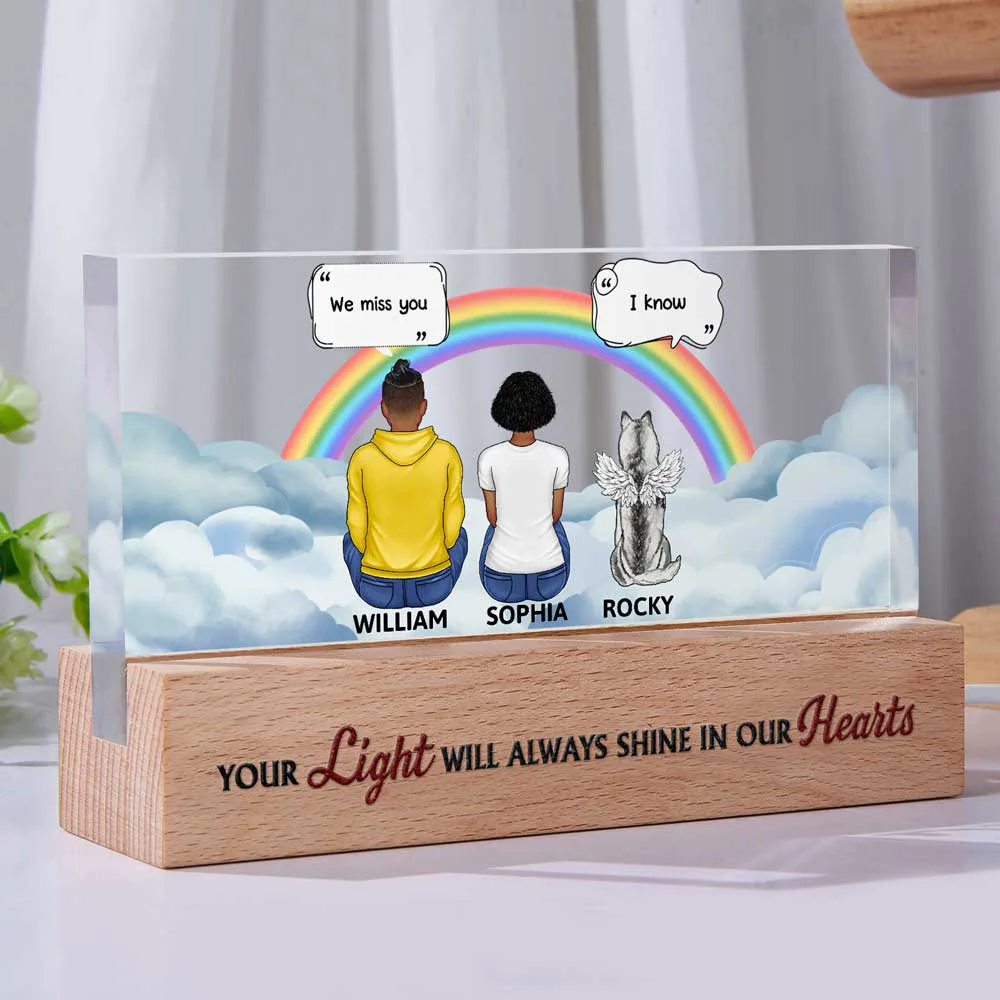 I Miss You I Know Pet Memorial - Personalized Rectangle LED Light - Image 2
