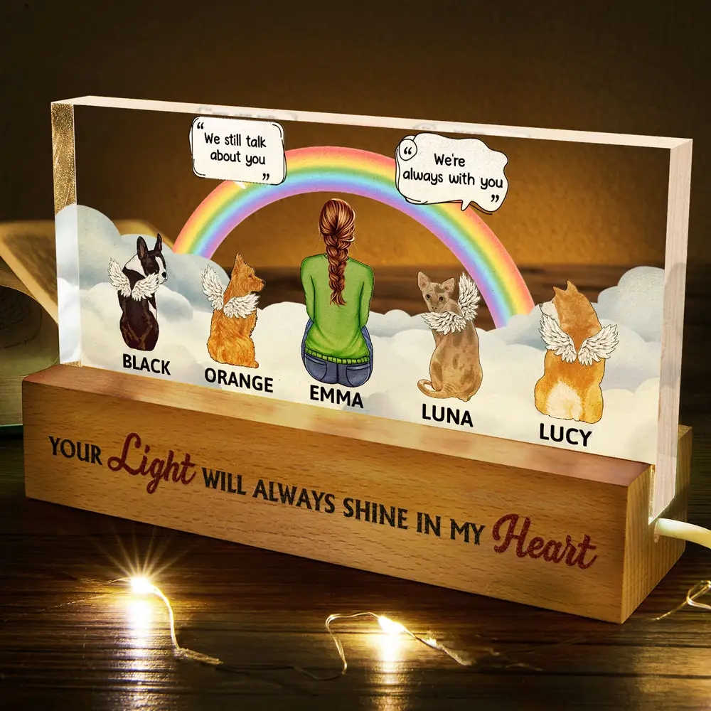 I Miss You I Know Pet Memorial - Personalized Rectangle LED Light - Image 5