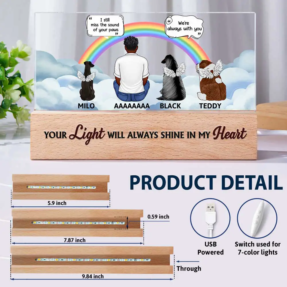 I Miss You I Know Pet Memorial - Personalized Rectangle LED Light - Image 6