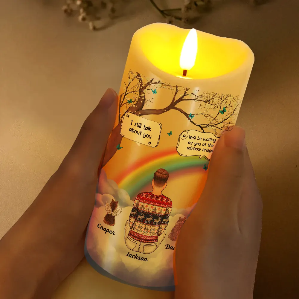 I Miss You Memorial Dog Cat Memorial - Personalized Flameless LED Candle - Image 3