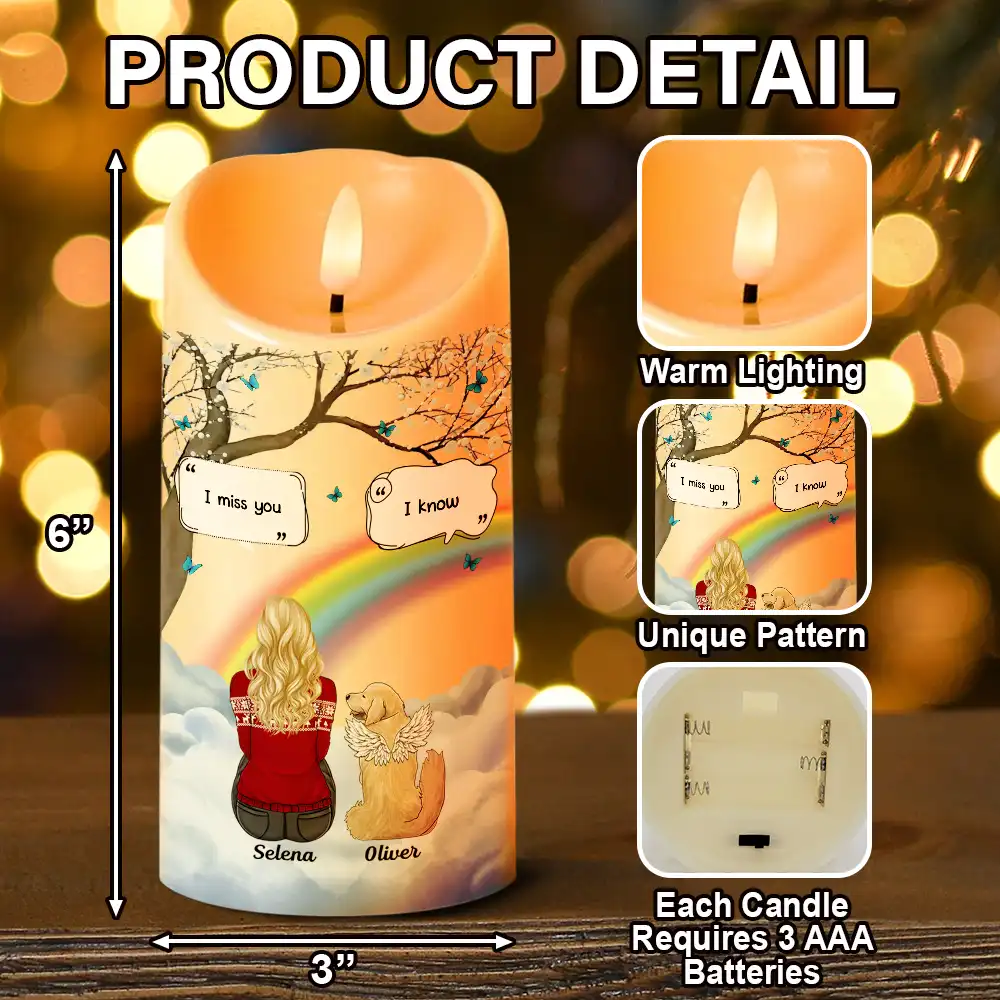 I Miss You Memorial Dog Cat Memorial - Personalized Flameless LED Candle - Image 5