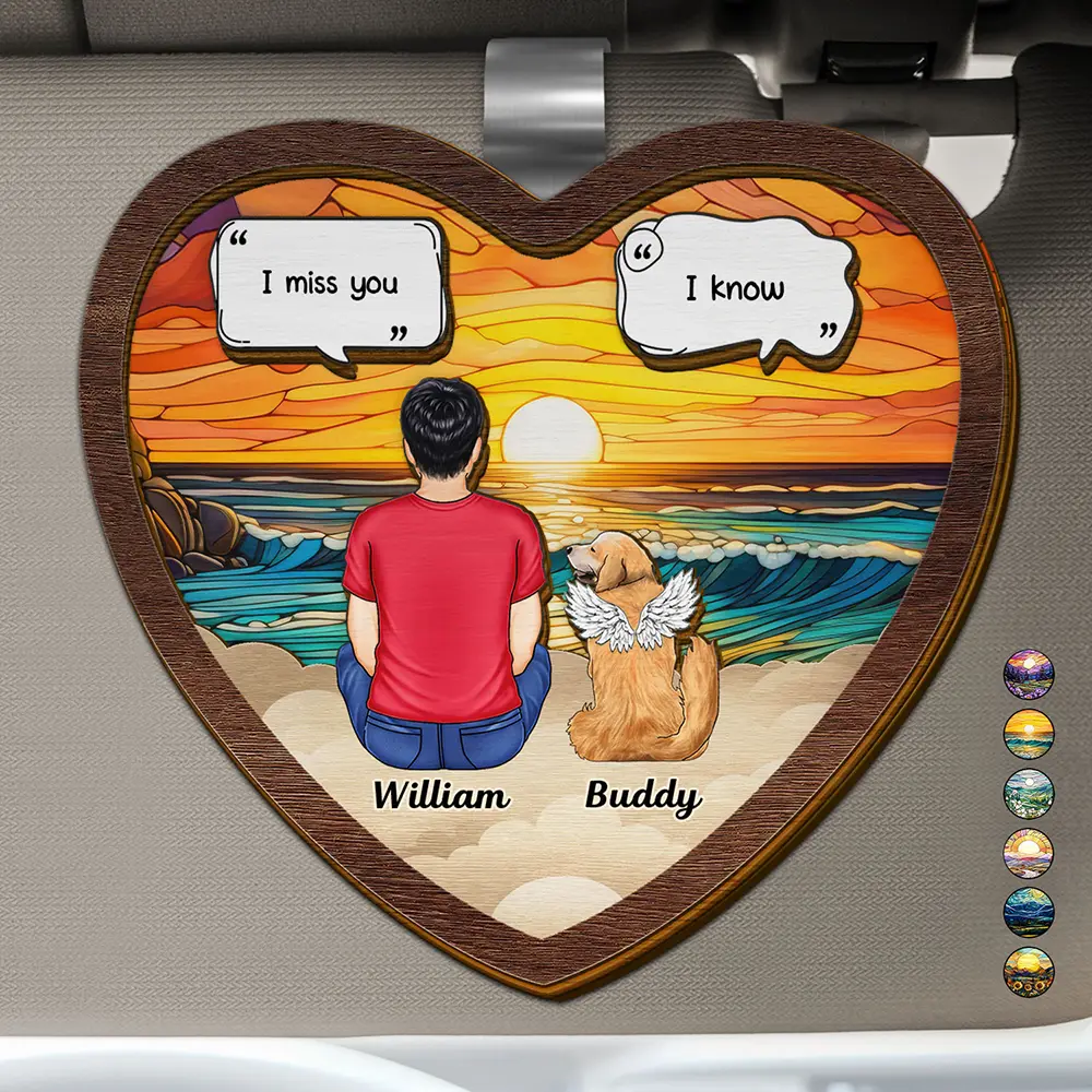 I Miss You Memorial Dog Cat - Personalized Custom Shaped Car Visor Clip - Image 2