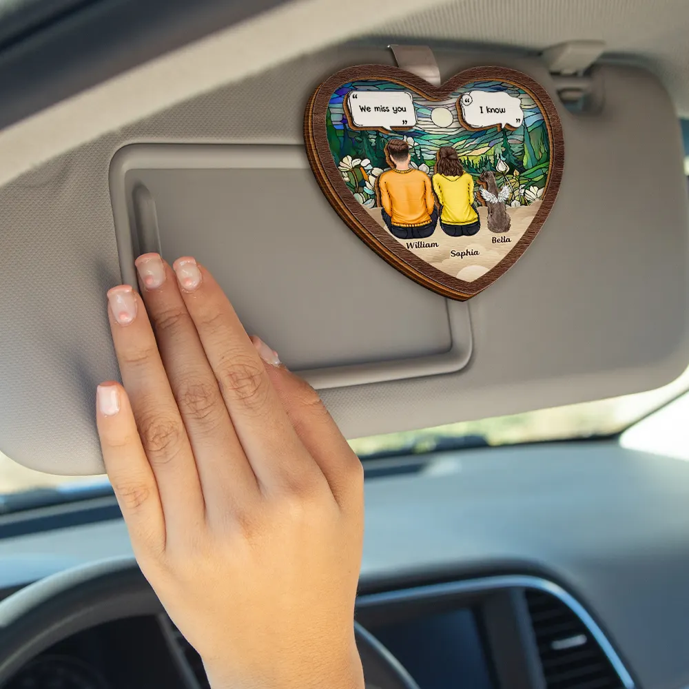 I Miss You Memorial Dog Cat - Personalized Custom Shaped Car Visor Clip - Image 5