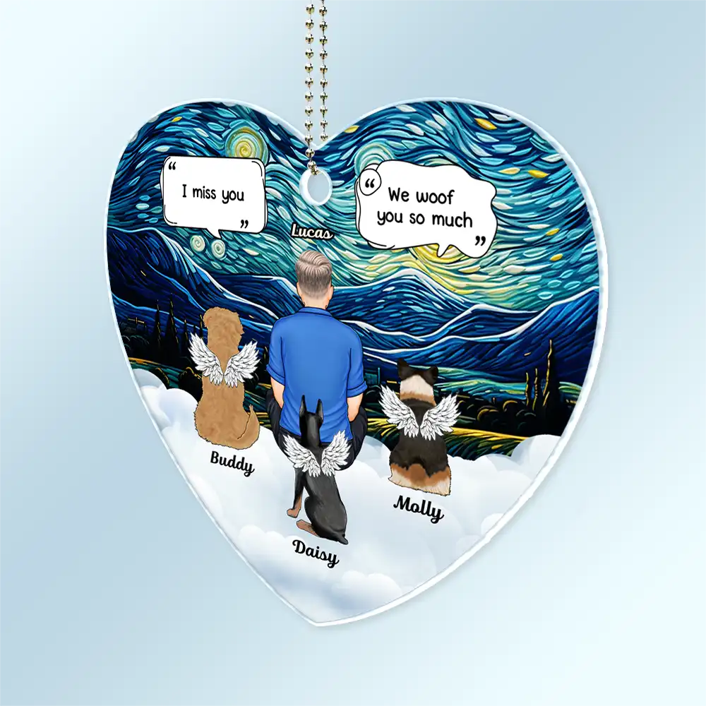 I Miss You Memorial Dog Cat - Personalized Acrylic Car Hanger - Image 2