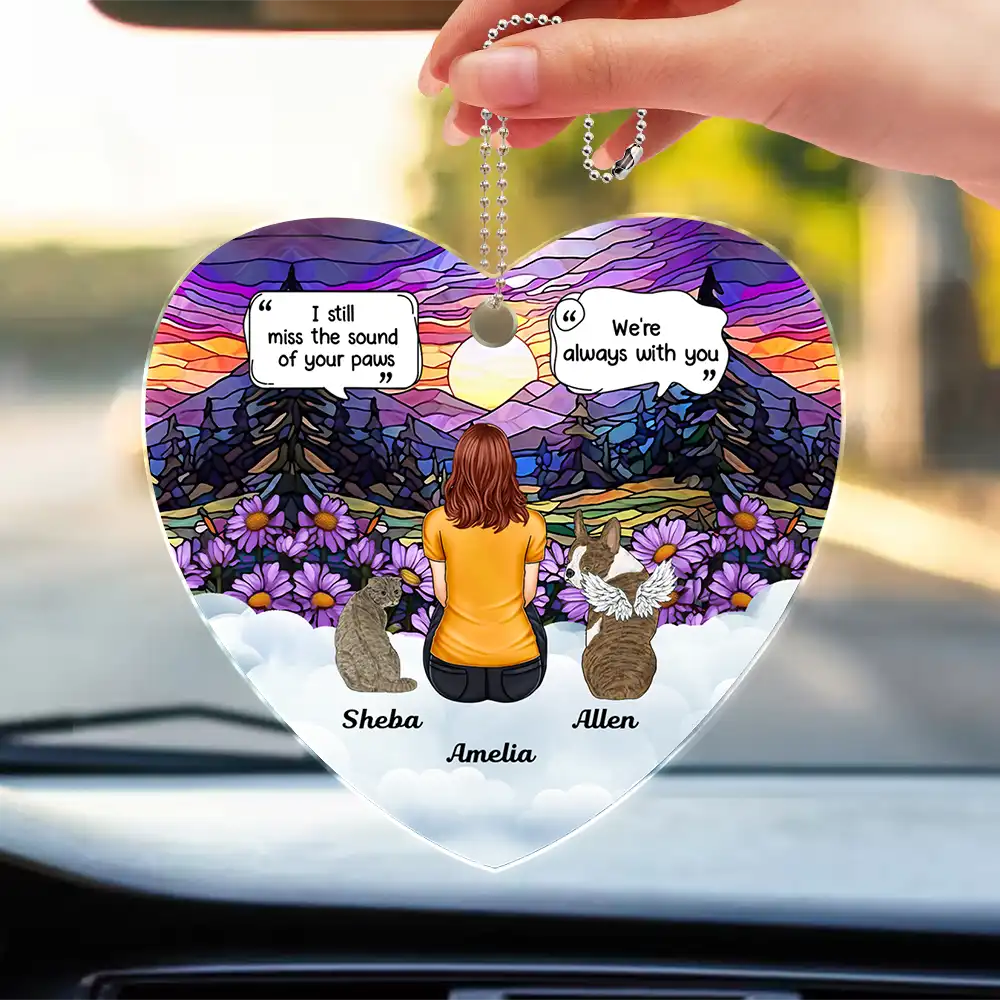 I Miss You Memorial Dog Cat - Personalized Acrylic Car Hanger - Image 3