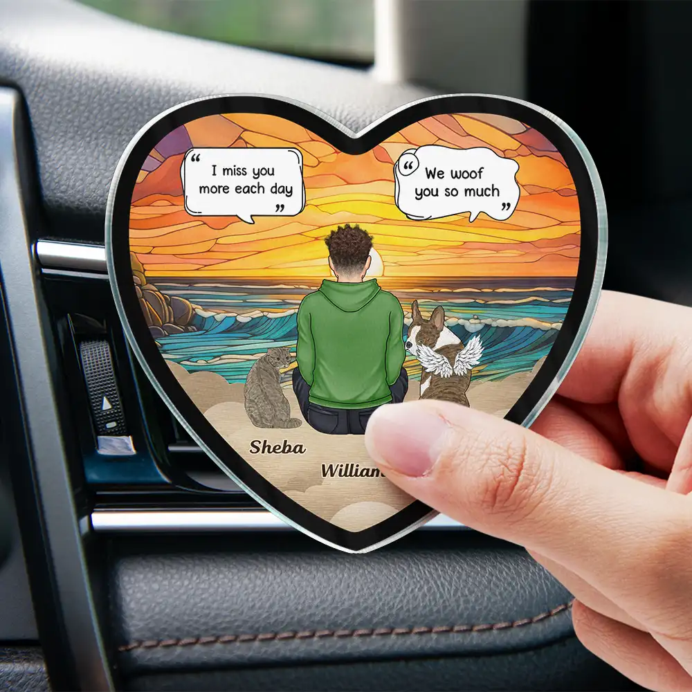 I Miss You Memorial Dog Cat - Personalized Acrylic Car Vent Clip - Image 4