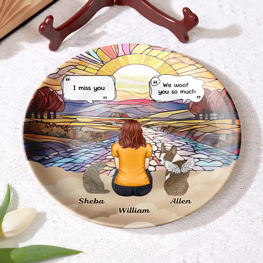I Miss You Memorial Dog Cat - Personalized Ceramic Plate - Image 4