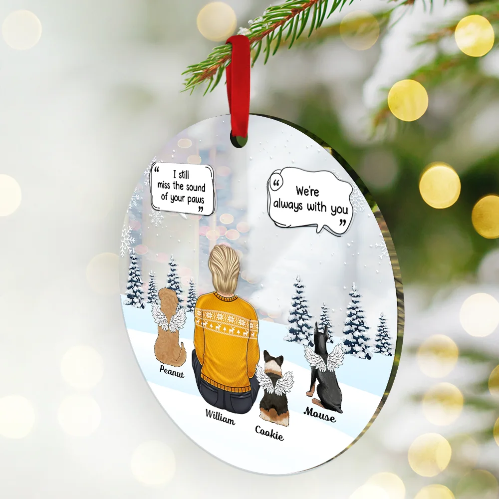 I Miss You Memorial Dog Cat - Personalized Custom Shaped Mirror Ornament - Image 2