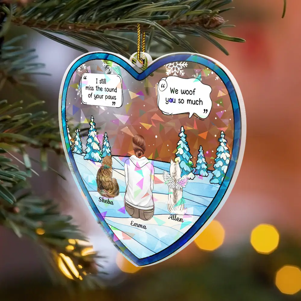 I Miss You Memorial Dog Cat - Personalized Holographic Acrylic Ornament - Image 2