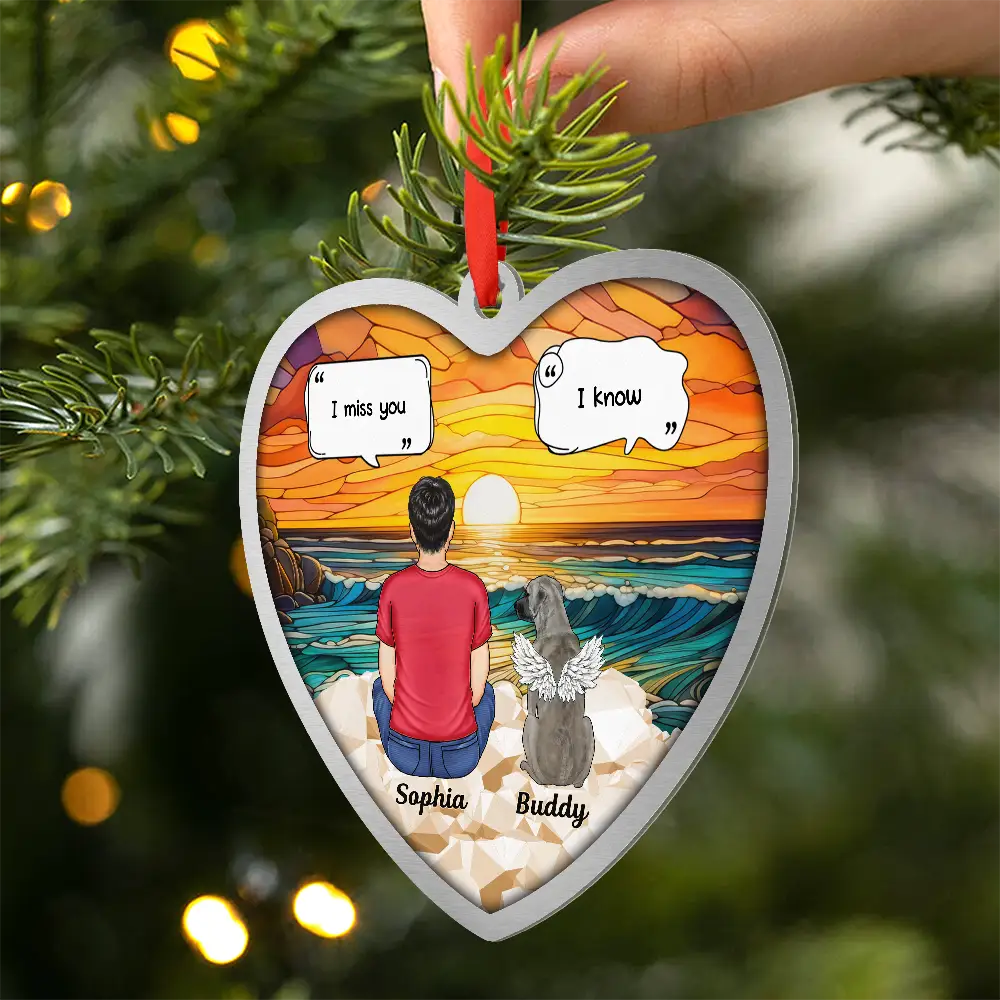 I Miss You Memorial Dog Cat - Personalized Metal Ornament - Image 2