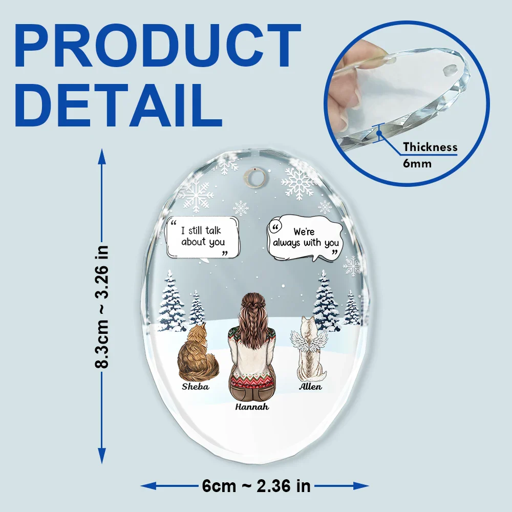 I Miss You Memorial Dog Cat - Personalized Oval Glass Ornament - Image 5