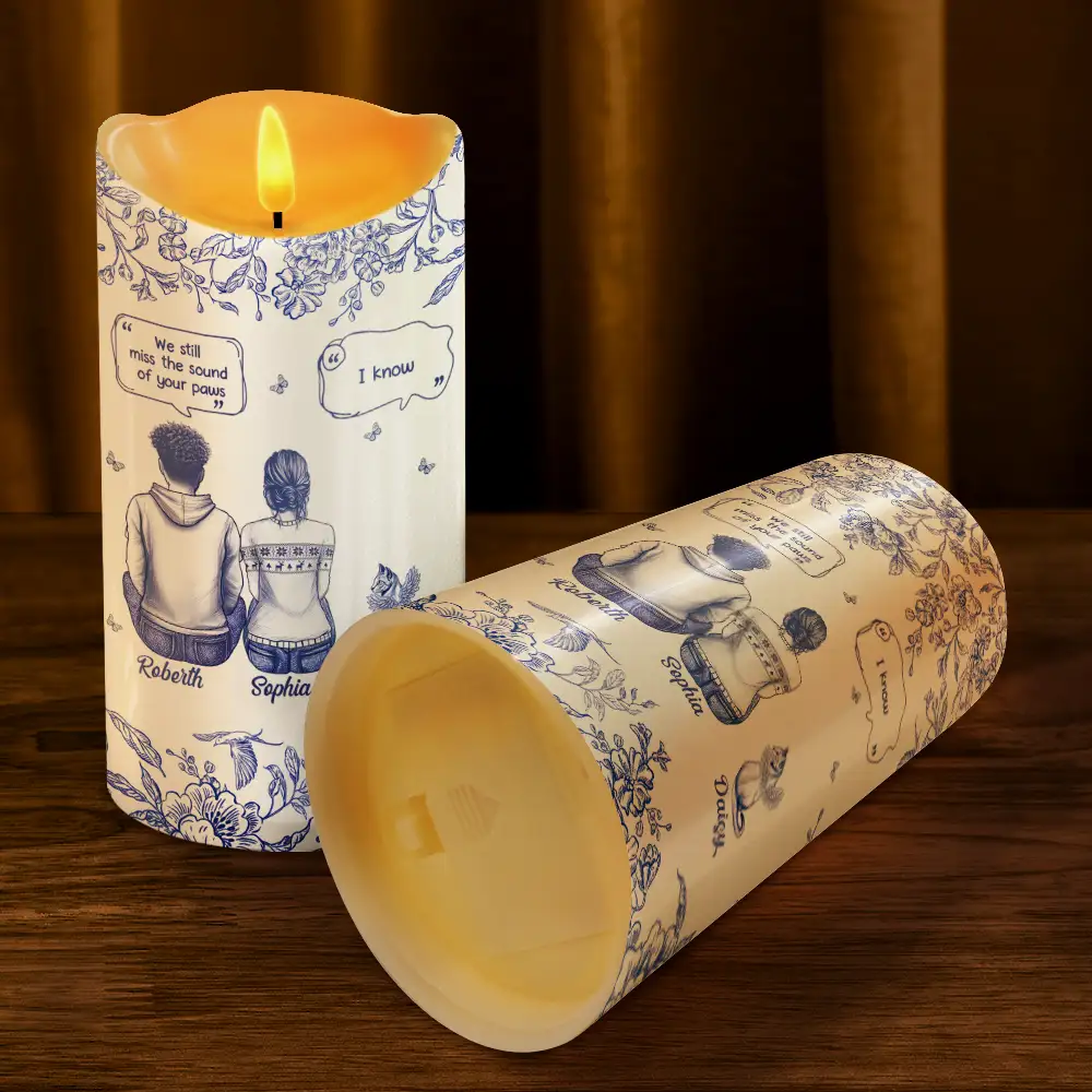 I Miss You Memorial Dog Cat Toile - Personalized Flameless LED Candle - Image 4