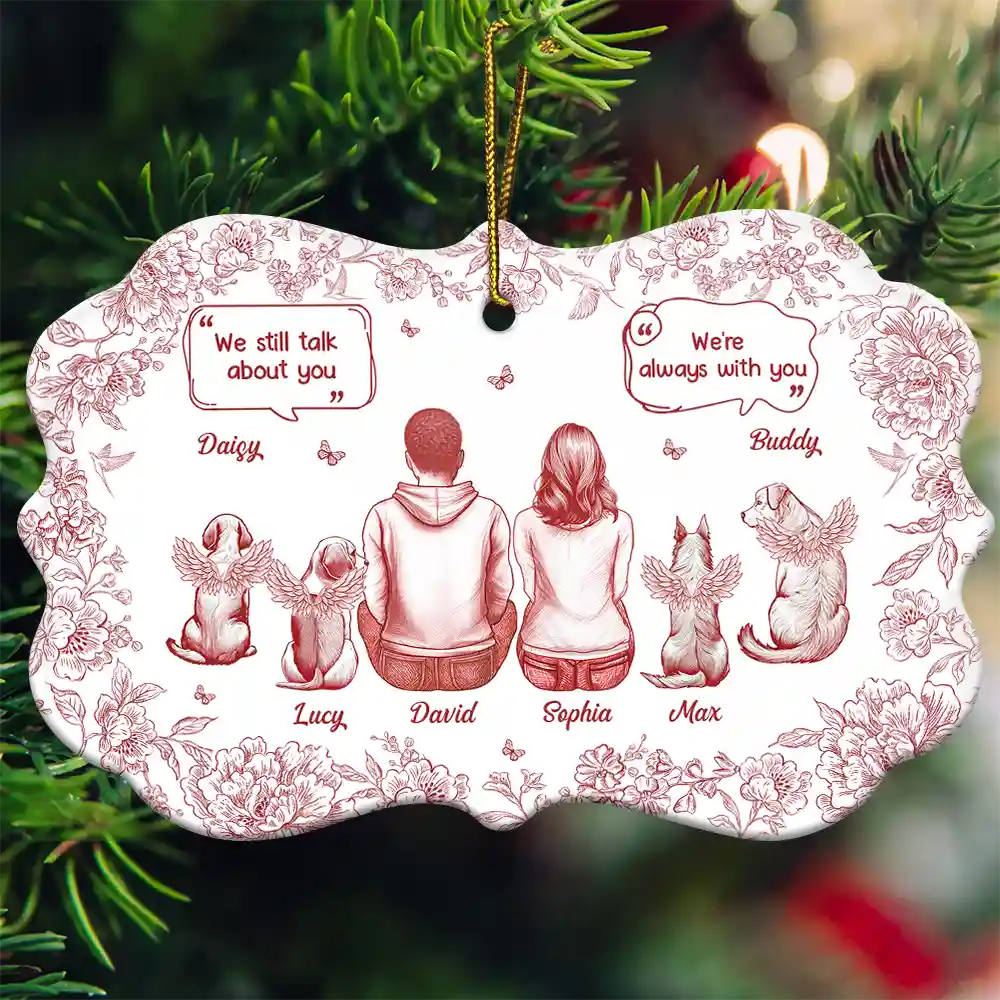 I Miss You Memorial Dog Cat Toile - Personalized Medallion Ceramic Ornament - Image 3