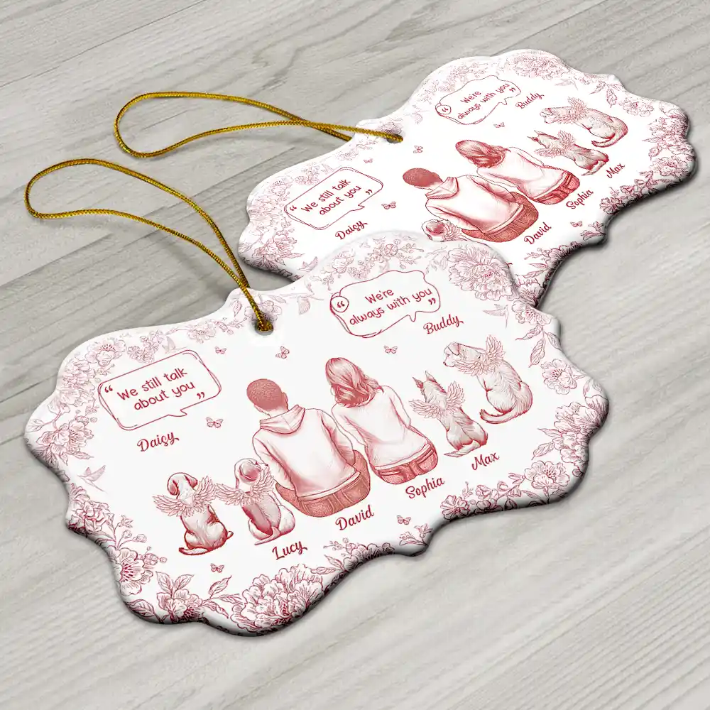I Miss You Memorial Dog Cat Toile - Personalized Medallion Ceramic Ornament - Image 6