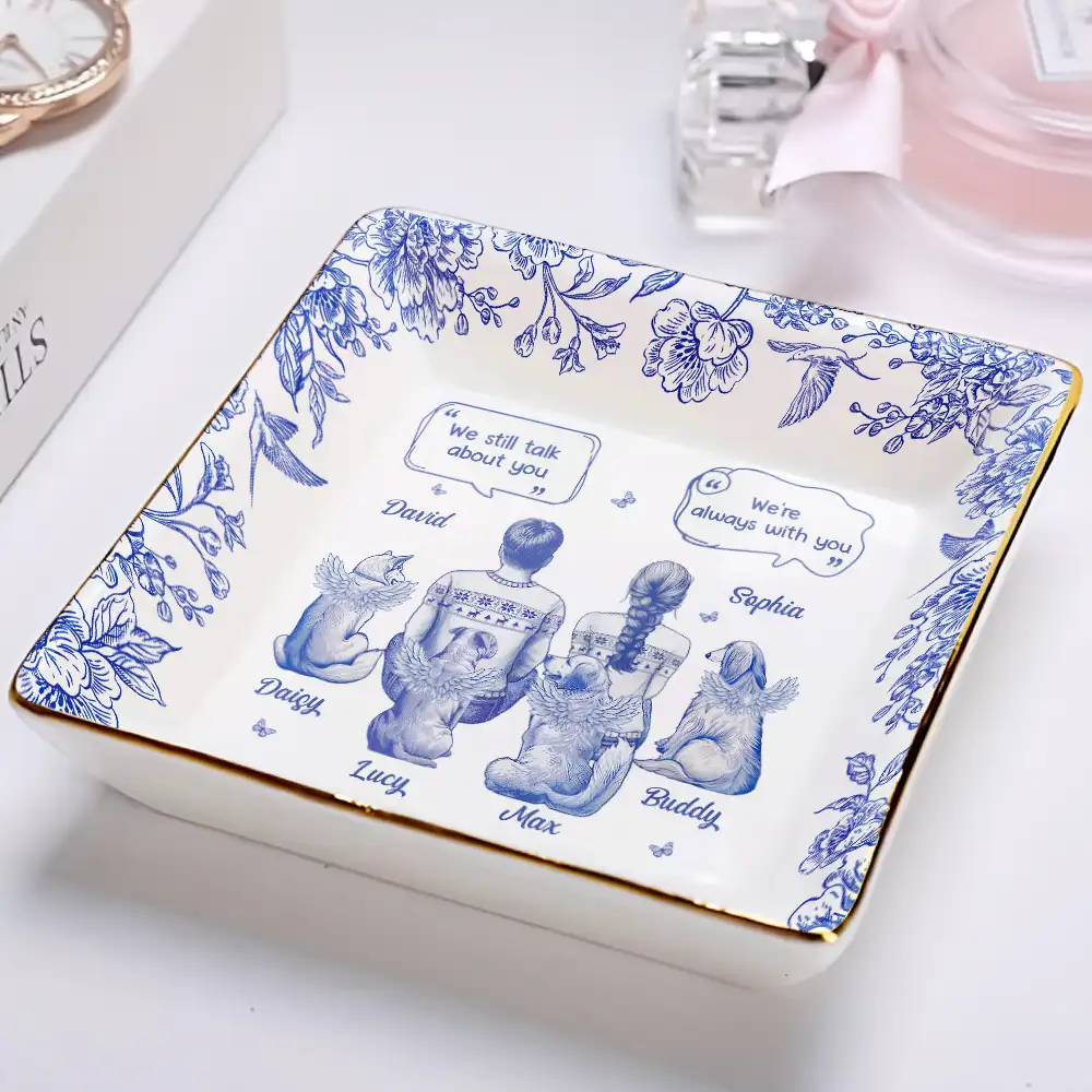 I Miss You Memorial Dog Cat Toile - Personalized Ring Dish - Image 2