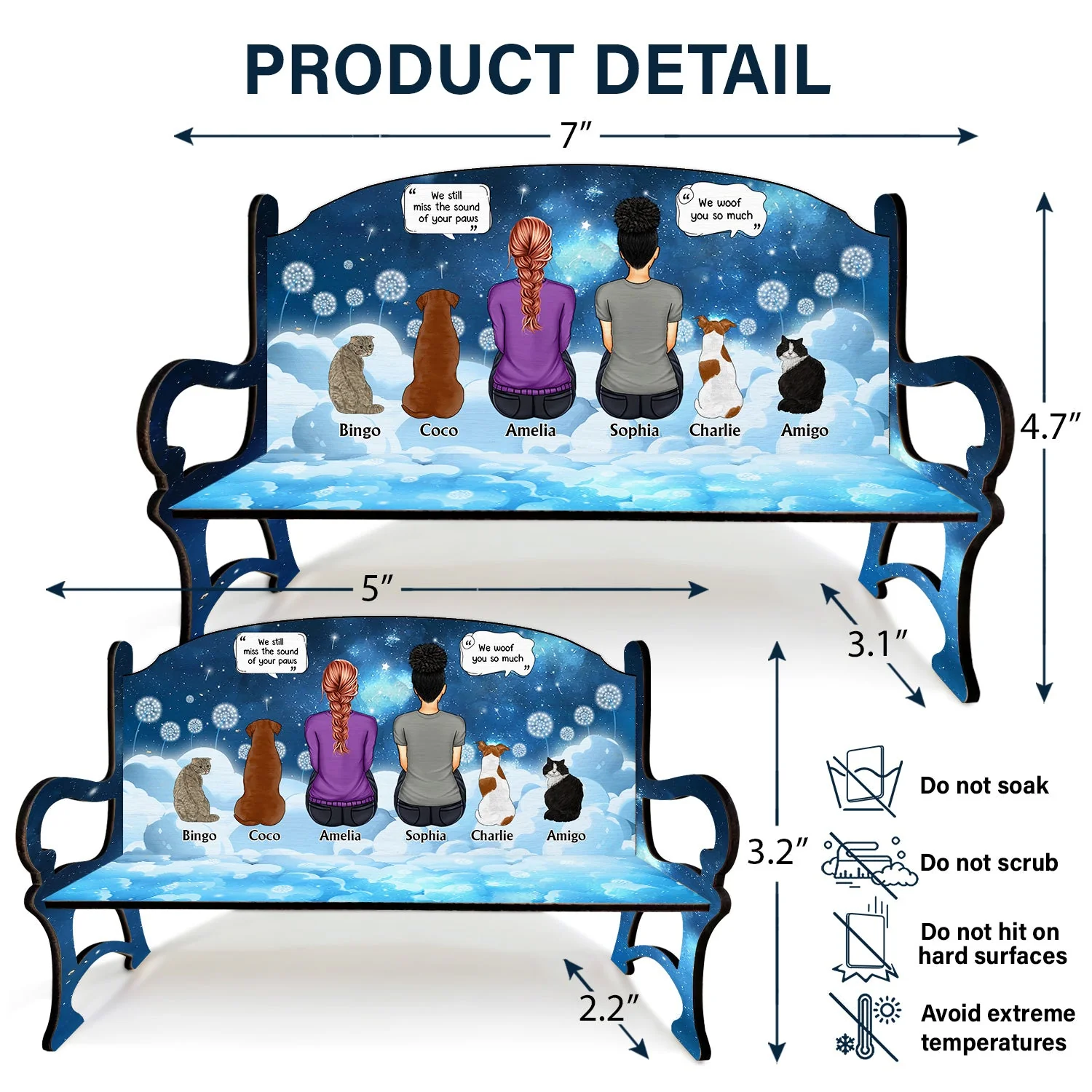 I Miss You - Memorial Gift For Cat Lovers, Dog Lovers - Personalized Memorial Bench - Image 5
