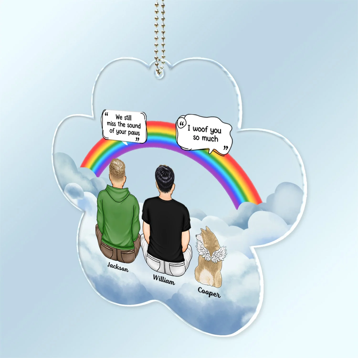 I Miss You - Memorial Gift For Pet Lovers, Dog Mom, Dog Dad, Cat Mom, Cat Dad - Personalized Acrylic Car Hanger - Image 2