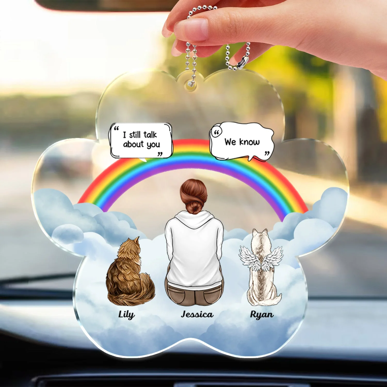 I Miss You - Memorial Gift For Pet Lovers, Dog Mom, Dog Dad, Cat Mom, Cat Dad - Personalized Acrylic Car Hanger - Image 3