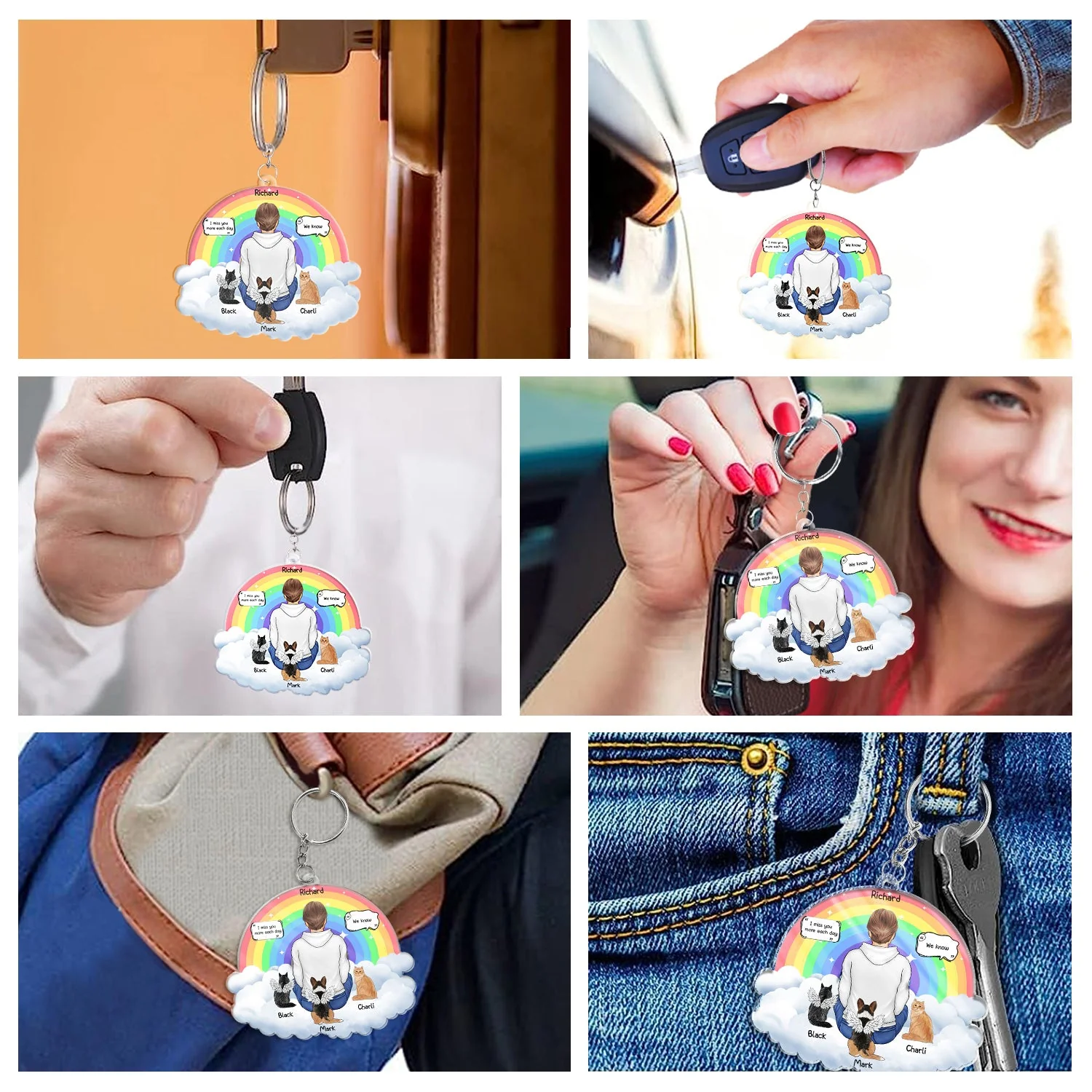 I Miss You - Memorial Gift For Pet Lovers, Dog Mom, Dog Dad, Cat Mom, Cat Dad - Personalized Cutout Acrylic Keychain - Image 6