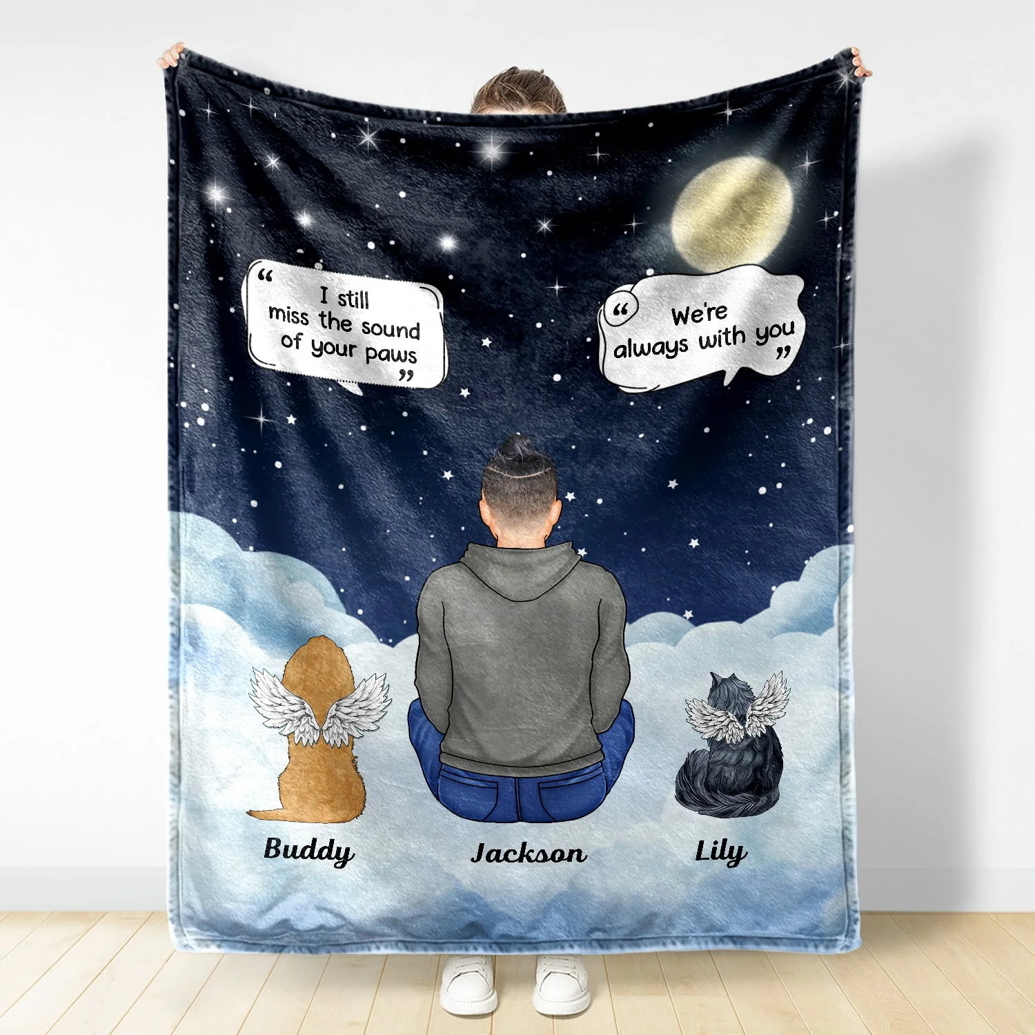 I Miss You - Memorial Gift For Pet Lovers, Dog Mom, Dog Dad, Cat Mom, Cat Dad - Personalized Fleece Blanket - Image 3