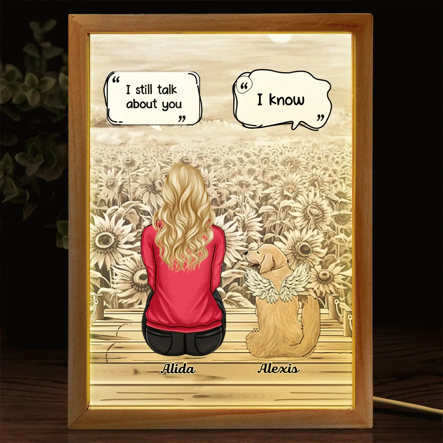 I Miss You - Memorial Gift For Pet Lovers, Dog Mom, Dog Dad, Cat Mom, Cat Dad - Personalized Picture Frame Light Box - Image 2
