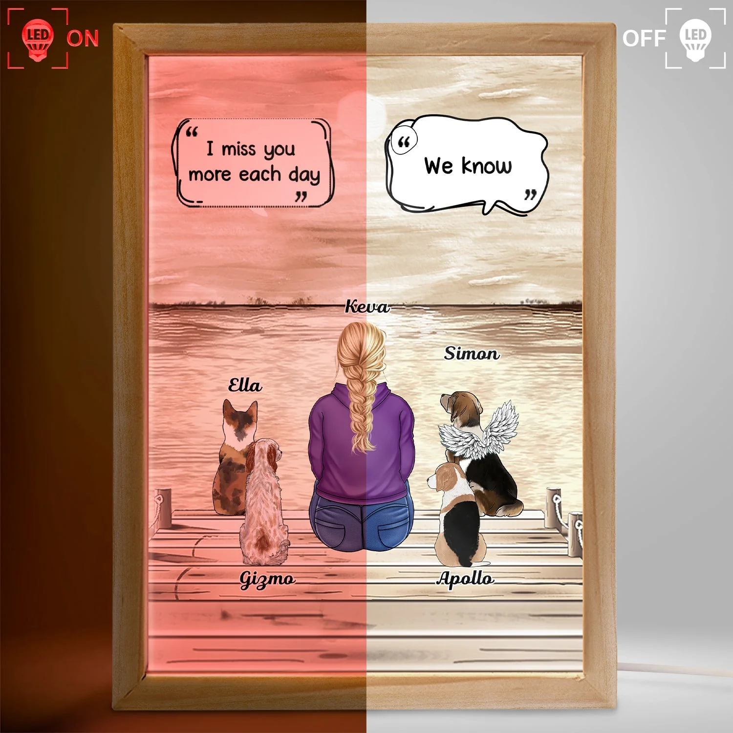 I Miss You - Memorial Gift For Pet Lovers, Dog Mom, Dog Dad, Cat Mom, Cat Dad - Personalized Picture Frame Light Box - Image 3