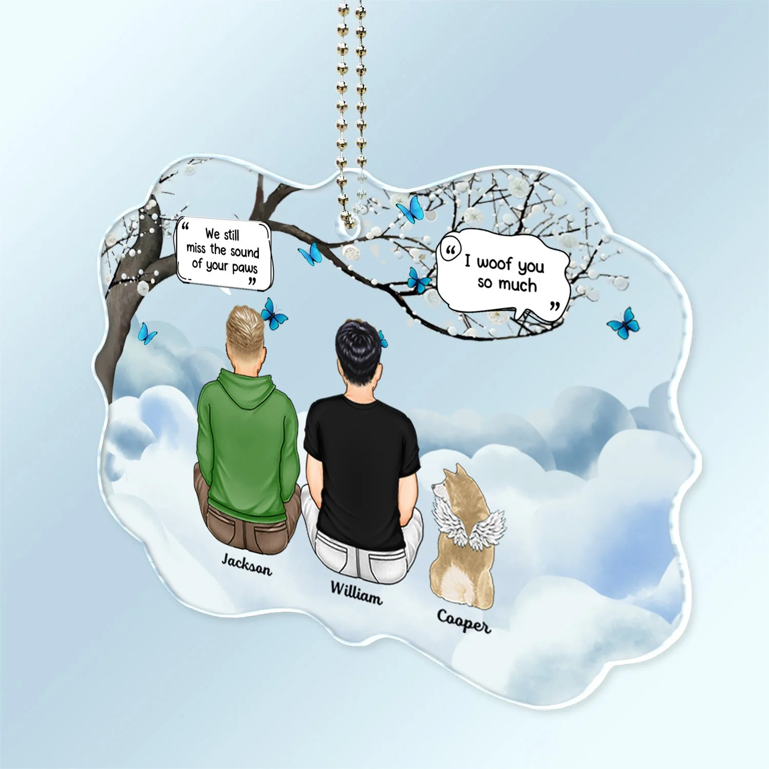 I Miss You - Memorial Gift For Pet Lovers, Dog Mom, Dog Dad, Cat Mom, Cat Dad, Pet Couple - Personalized Acrylic Car Hanger - Image 2