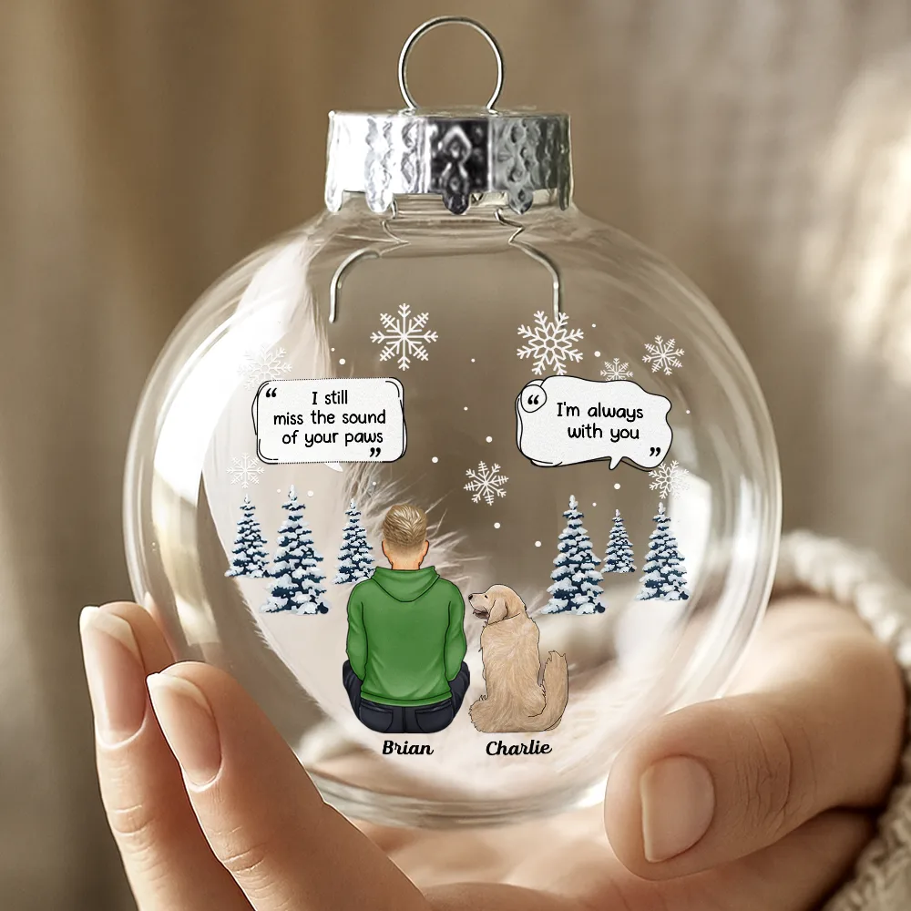 I Miss You Memorial Pet Loss - Personalized Glass Bauble Ornament - Image 3