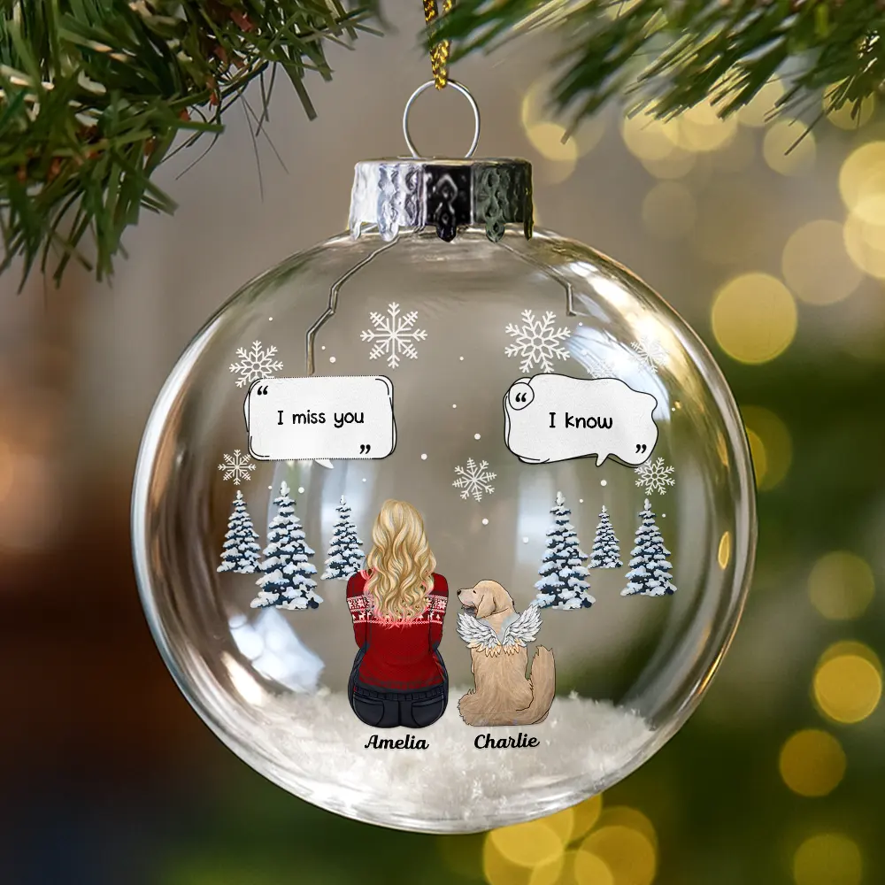 I Miss You Memorial Pet Loss - Personalized Glass Bauble Ornament - Image 5