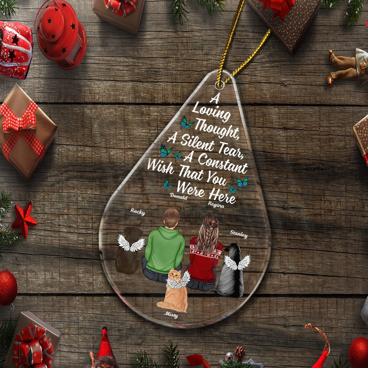 I Miss You Teardrop - Christmas Memorial Gift For Pet Lovers, Dog Mom, Dog Dad, Cat Mom, Cat Dad - Personalized Custom Shaped Acrylic Ornament - Image 5