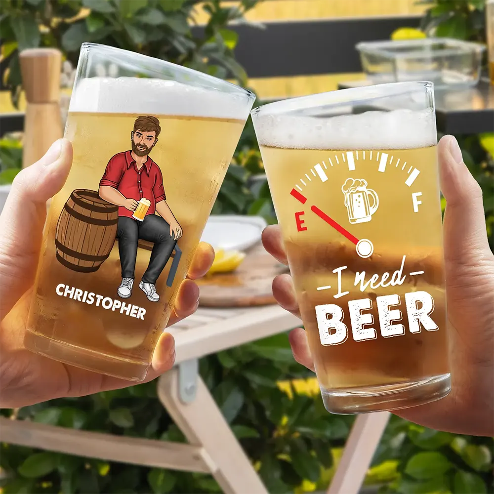 I Need Beer - Personalized Beer Glass - Image 4