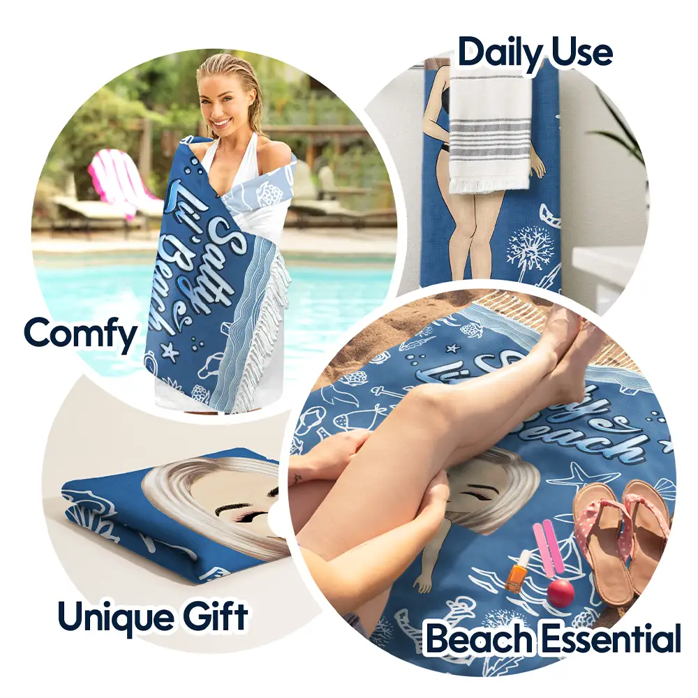 I Need Some Vitamin Sea - Personalized Turkish Beach Towel - Image 4