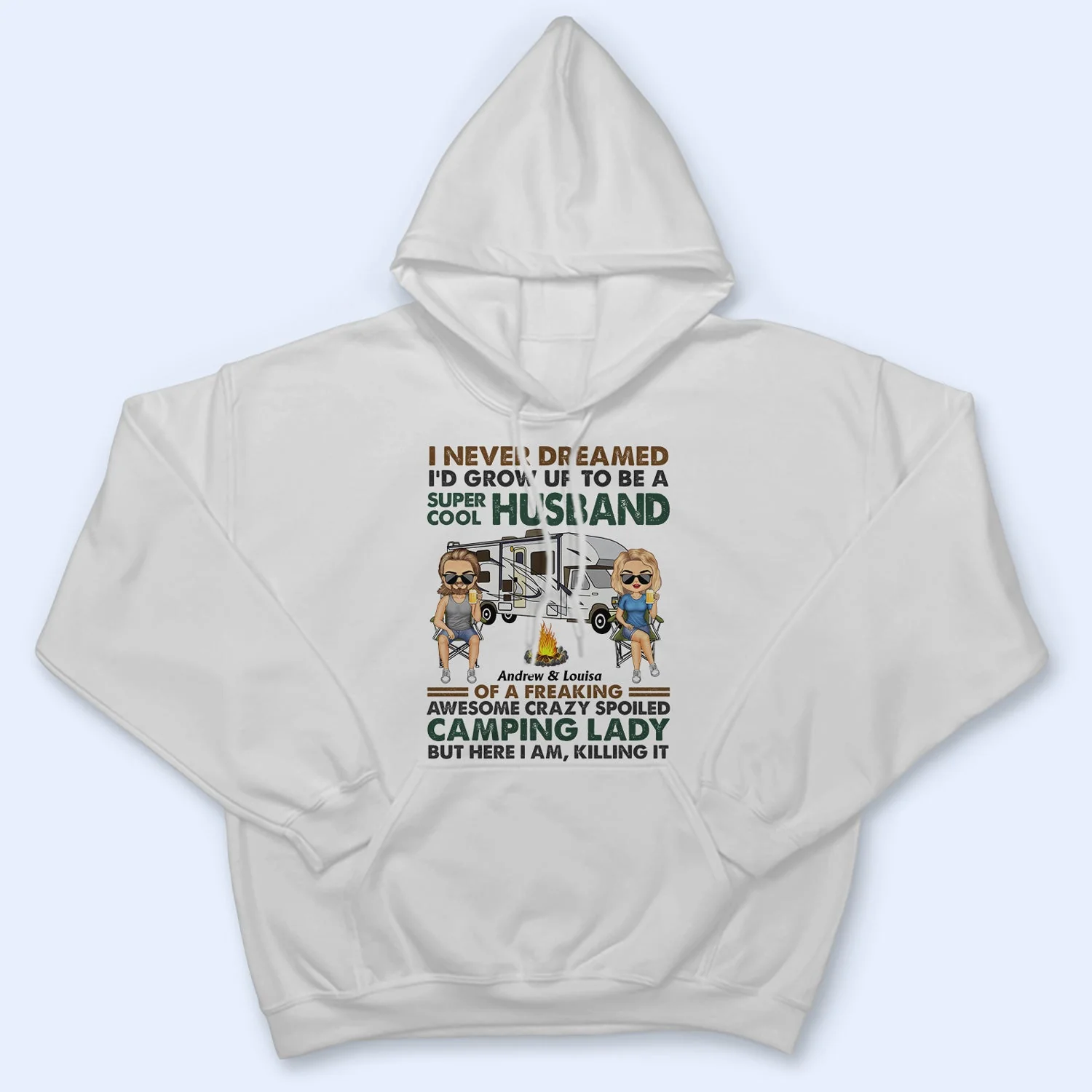 I Never Dreamed I'd Grow Up To Be A Super Cool Husband Camping - Anniversary, Funny Gift For Couples, Campers, Family - Personalized Custom T Shirt - Image 4