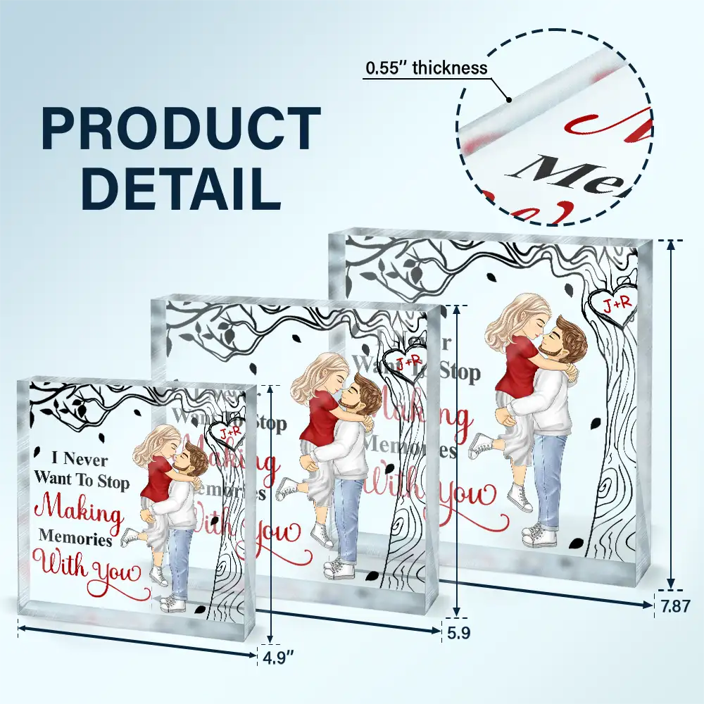 I Never Want To Stop Making Memories With You - Personalized Square Shaped Acrylic Plaque - Image 5