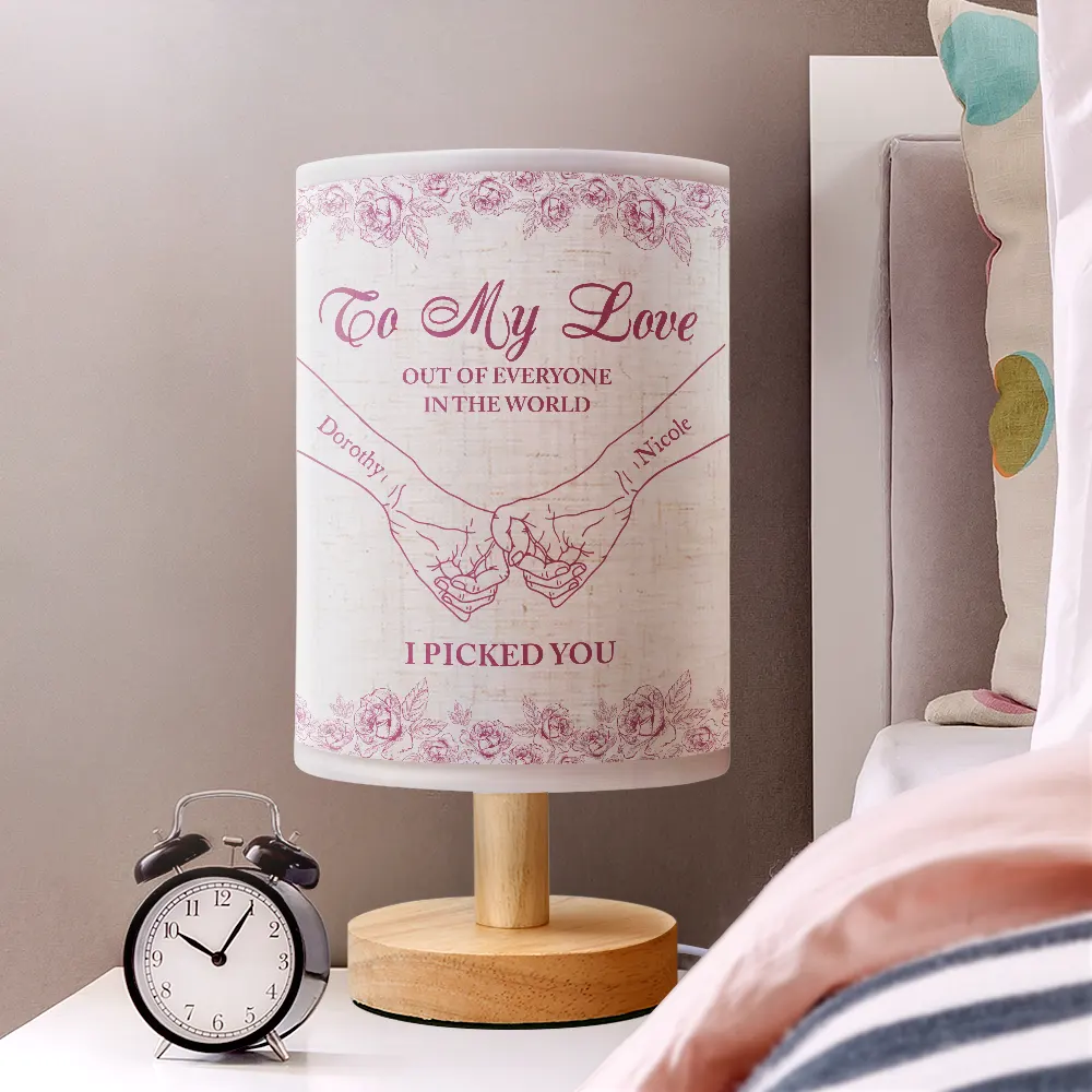 I Promise To Always Be By Your Side Holding Hands - Personalized Fabric Lamp - Image 2