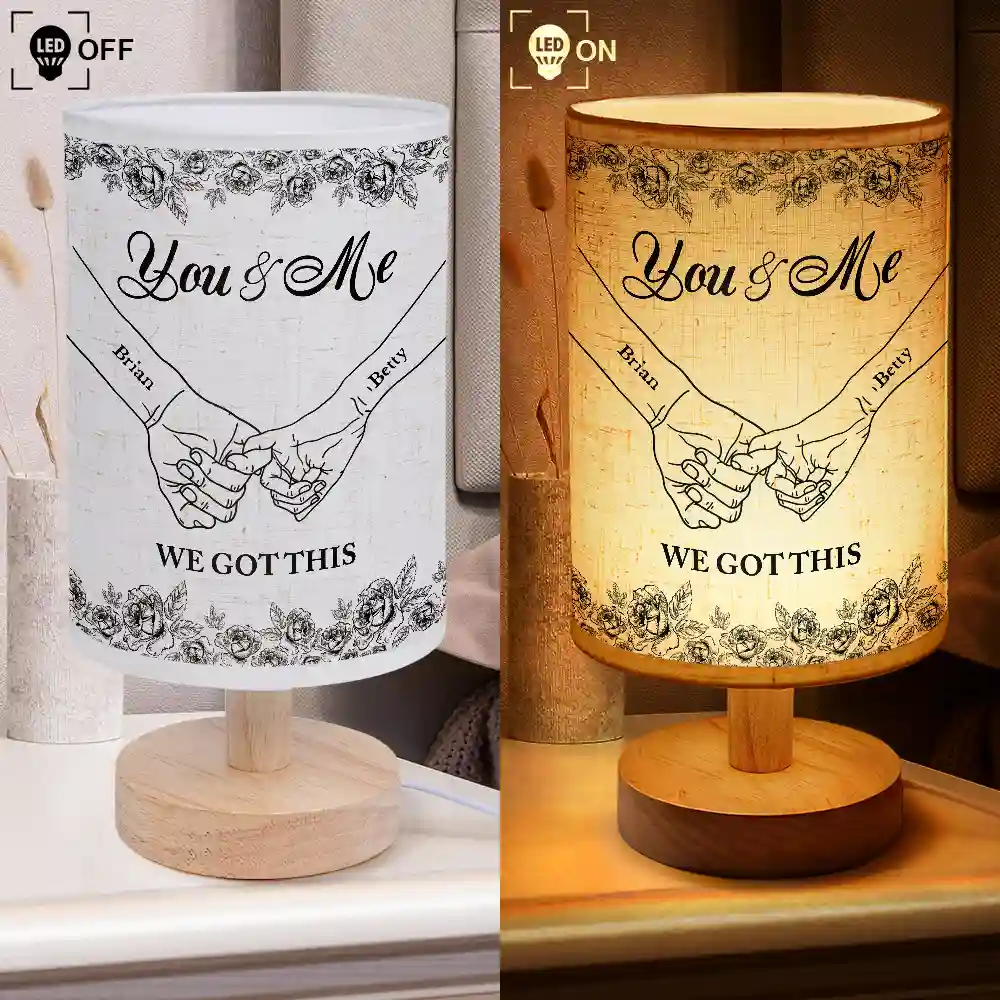 I Promise To Always Be By Your Side Holding Hands - Personalized Fabric Lamp - Image 4