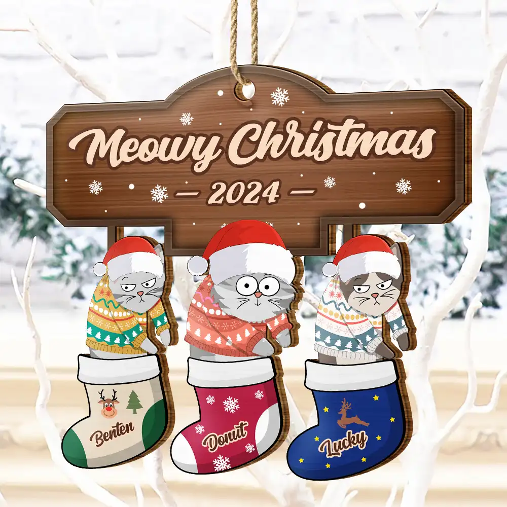 I Regret Nothing Cat Christmas - Personalized Wooden Cutout Ornament - Image 4