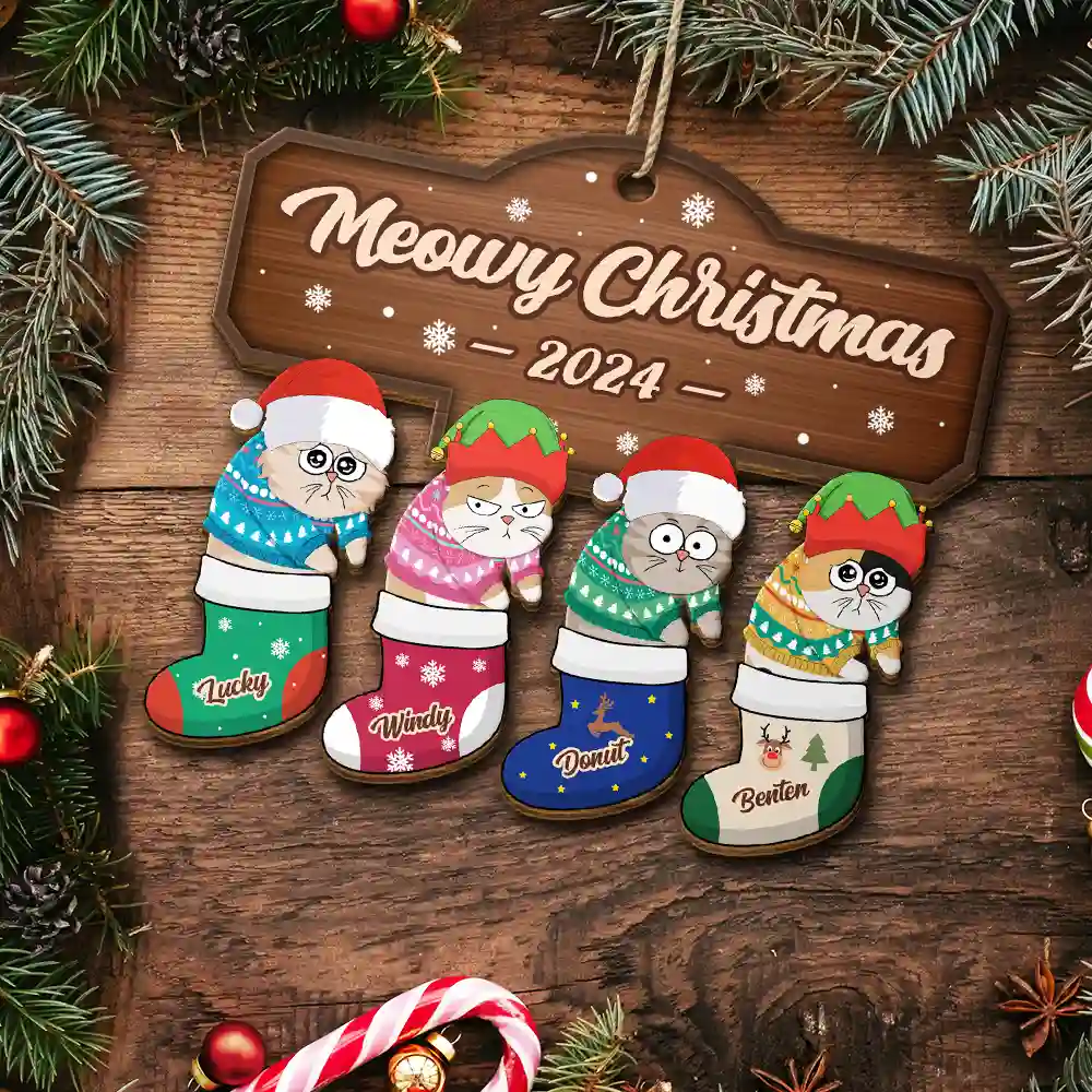 I Regret Nothing Cat Christmas - Personalized Wooden Cutout Ornament - Image 5