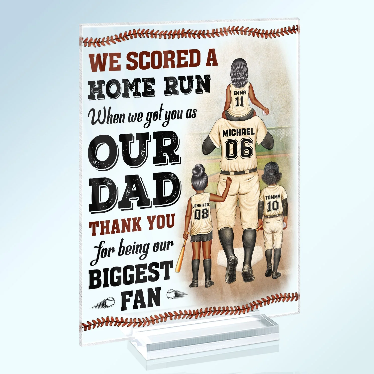 I Scored A Home Run - Birthday, Loving Gift For Baseball Fan, Dad, Father - Personalized Custom Vertical Rectangle Acrylic Plaque - Image 2